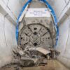 Tunnel Boring Machine with a sign saying "Welcome to Hunter Street Station TBM Jessie".